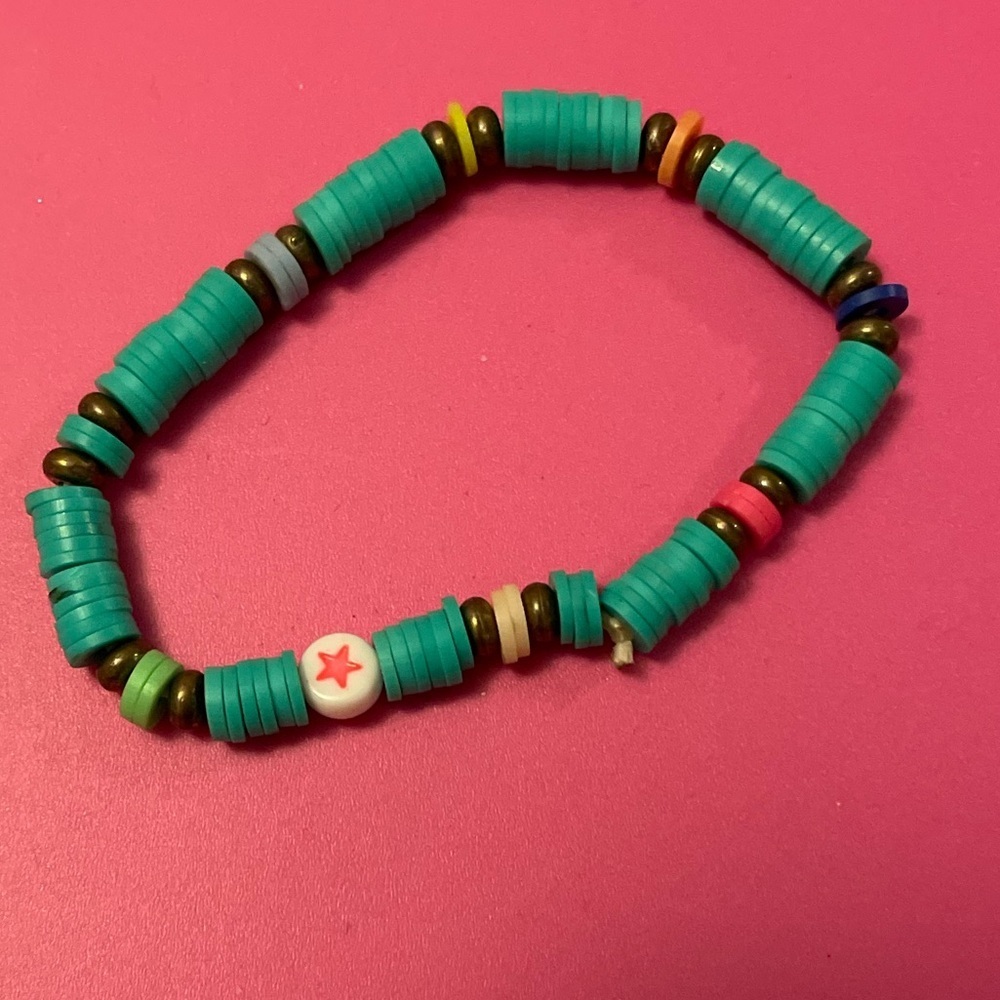Colorful Beaded Bracelet green and pink